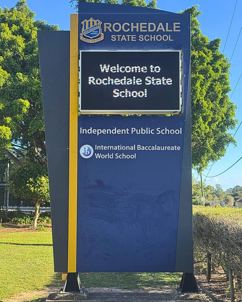 Rochedale state school digital school sign fan cooled