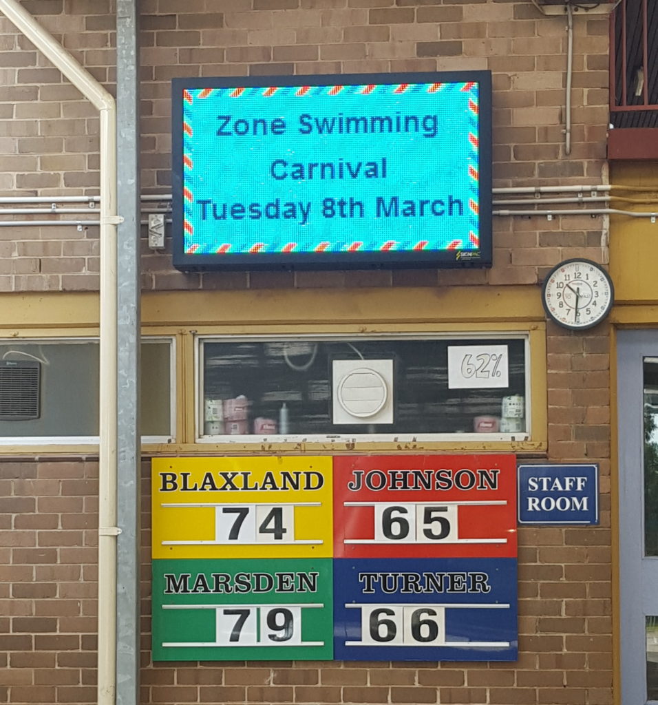 school swimming carnival led scoreboards