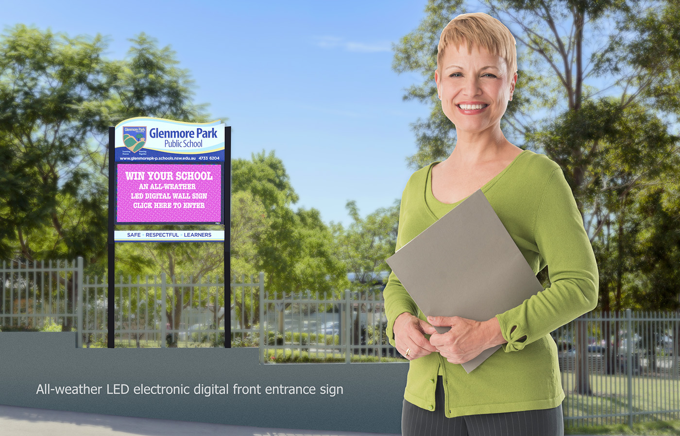 All-weather digital wall sign