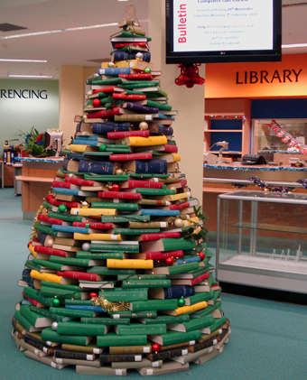 school Christmas decoration library book christmas tree