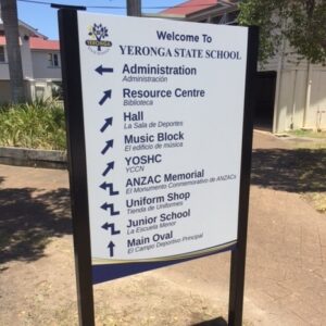 Directional school signage